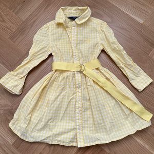 Polo Yellow Checked Shirtdress with Grosgrain Belt